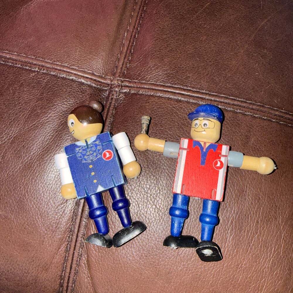 Turkish Airlines Wooden Toy Figures Flight Attendant and Ground Staff Set